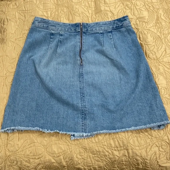 Loft mini asymmetric Jean fringed skirt - Picture 2 of 4
